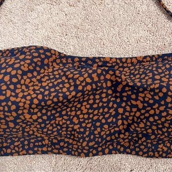 NWT! J. Crew Spot-On Print Bandeau Bikini Top in Navy Pecan. Size 2X - Picture 5 of 13
